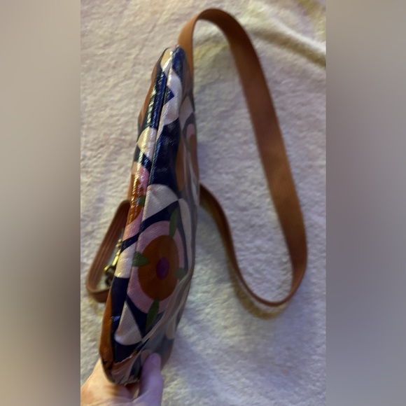 Fossil Key Per Crossbody Bag Coated Canvas Mod Floral Key Charm Exc Condition - Picture 5 of 7